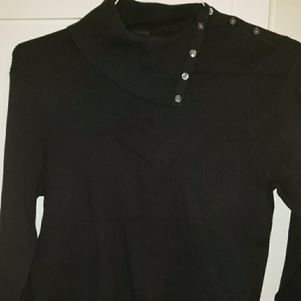 Sweater with Side Button Turtle Neck